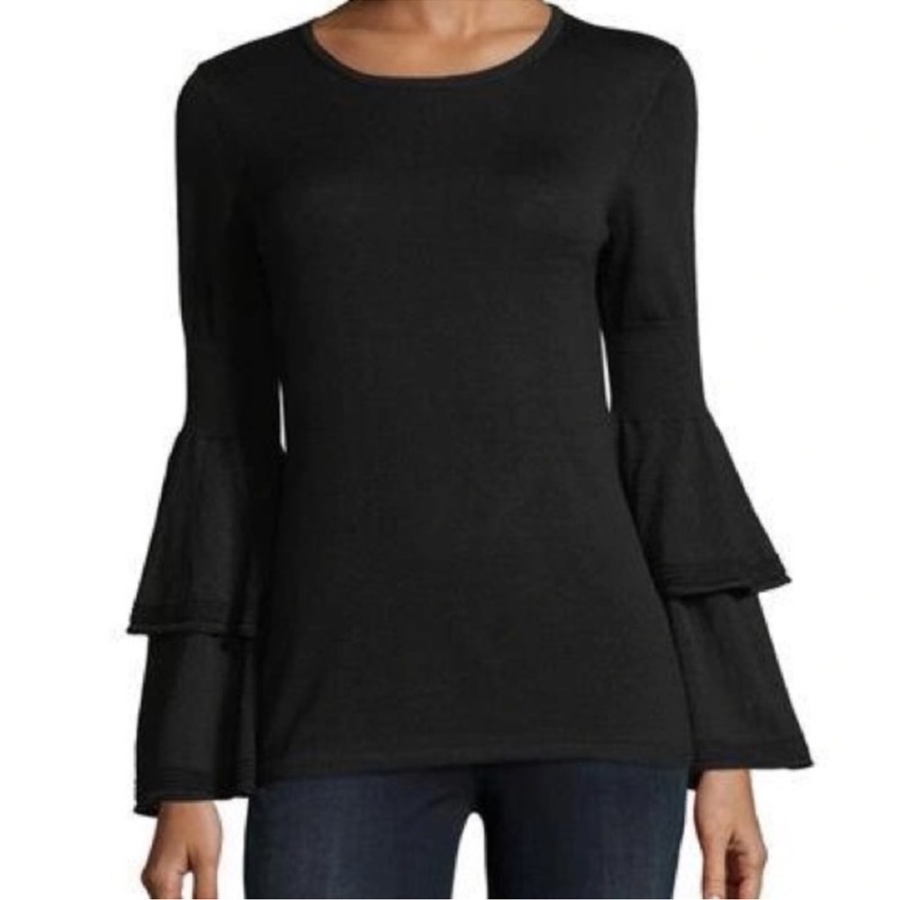 Kobi Halperin Alicia Bell Sleeve Sweater Top Womens XL Merino Wool Soft Luxury